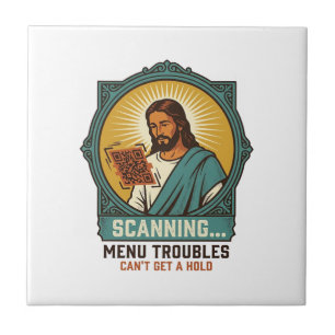Azulejo De Cerâmica Jesus Código QR Borroso Não Funciona Menu Humor Té