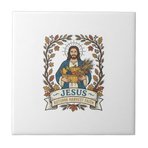 Azulejo De Cerâmica Jesus Colheita de Outono Fé Jesus Colheita de Outo
