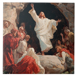 Azulejo De Cerâmica Jesus Cristo Ressuscitando do Túmulo