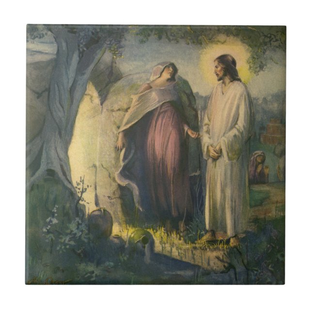 Azulejo De Cerâmica Jesus Cristo Risen by the Tomb by ML Greer (Frente)