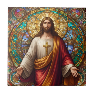 Azulejo De Cerâmica Jesus Cristo Vidro Colorido