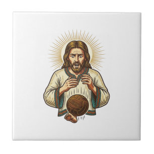 Azulejo De Cerâmica Jesus Derrubou Bola Medicinal Pesada Dor no Dedo d