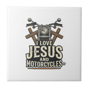 Azulejo De Cerâmica Jesus e Motocicletas Desenho de Cristão Veterano M