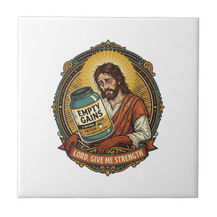 Azulejo De Cerâmica Jesus Exausto Tubo de Proteína Vazio Humor de Acad