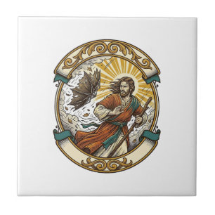 Azulejo De Cerâmica Jesus Guarda-Chuva Quebrado Soprado Para Dentro Pa