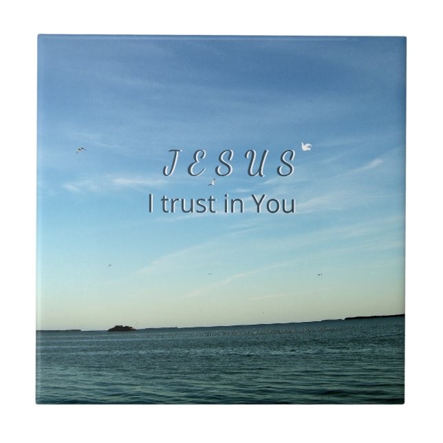 Azulejo De Cerâmica Jesus I Trust in You SKy Artwork (Frente)