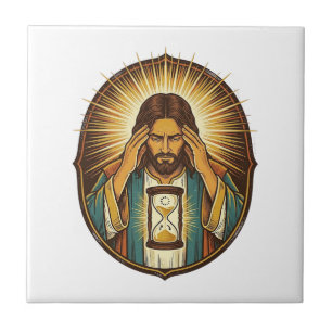 Azulejo De Cerâmica Jesus Impaciente Carregando Ampulheta Internet Len