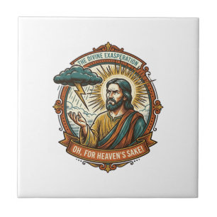Azulejo De Cerâmica Jesus Irritado Nuvem Escura Chuva Relâmpago Clima