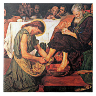 Azulejo De Cerâmica Jesus Lavando os Pés de Pedro (2)