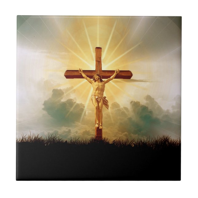 AZULEJO DE CERÂMICA  JESUS NA CRUZ (Frente)