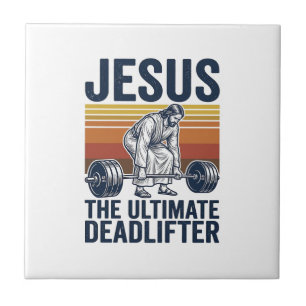 Azulejo De Cerâmica Jesus O Levantador de Peso Definitivo Camiseta de