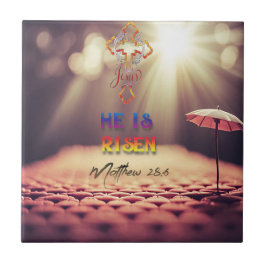 Azulejo De Cerâmica Jesus Ouro Cross Ele Está Risen Matthew 28:6