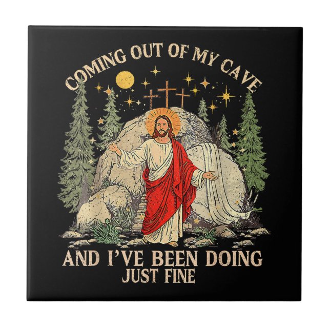 Azulejo De Cerâmica Jesus Saindo da Minha Caverna (Frente)