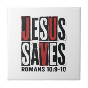 Azulejo De Cerâmica Jesus Salva Romanos 10_9 Camisa Cristã Vintage De