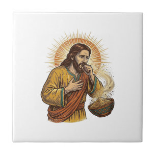 Azulejo De Cerâmica Jesus Sufocando com Migalha de Chip de Tortilla Se