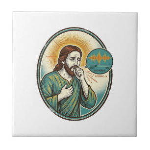 Azulejo De Cerâmica Jesus Tossindo Nota de Voz de Audio Mensagem de Te