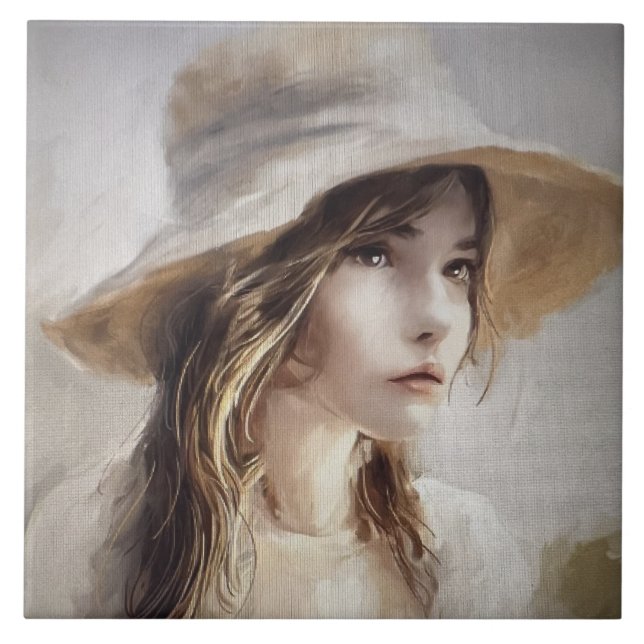 Azulejo de cerâmica Jeune Femme (Frente)