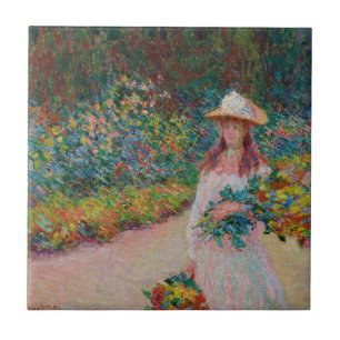 Azulejo De Cerâmica Jeune fille dans le jardin de Giverny, 1888