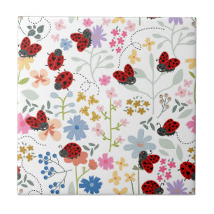 Azulejo De Cerâmica Joaninhas Lindas Floral Caprichoso Menina Sem Cost