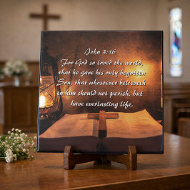 Azulejo De Cerâmica João 3:16 Deus amou tanto o mundo, lanterna