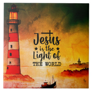 Azulejo De Cerâmica João 8 Jesus é a Luz do Farol Mundial
