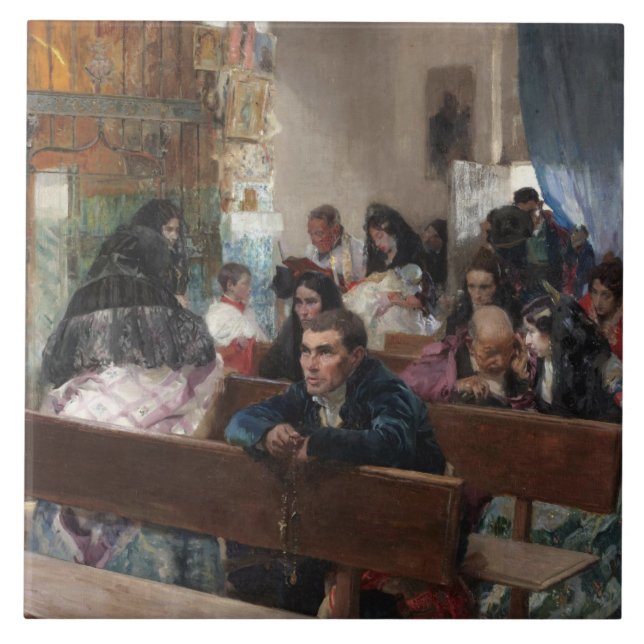 Azulejo De Cerâmica Joaquin Sorolla - o baptismo (Frente)