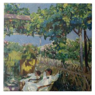 Azulejo De Cerâmica Joaquin Sorolla - Siesta no Jardim