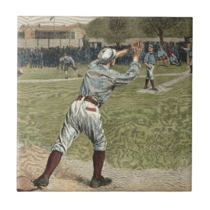 Azulejo De Cerâmica Jogador de basebol jogado fora na segunda base