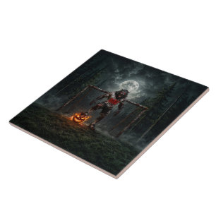 Azulejo De Cerâmica Jogador de Futebol Lobisomem Arte de Terror de Hal