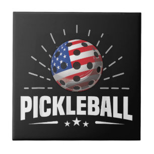 Azulejo De Cerâmica Jogador de Pickleball da Bandeira Americana dos EU