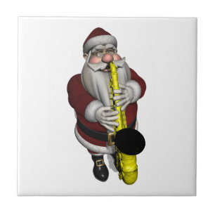 Azulejo De Cerâmica Jogador de saxofone de Papai Noel