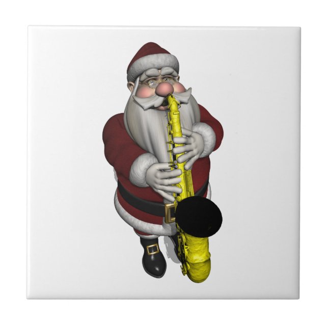Azulejo De Cerâmica Jogador saxofone do Papai Noel (Frente)