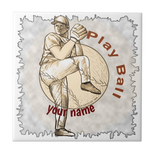 Azulejo De Cerâmica Jogar Baseball Pitcher (Frente)