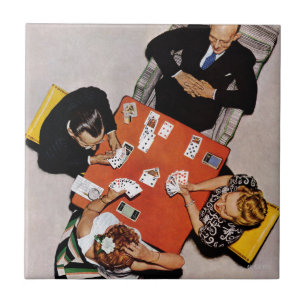Azulejo De Cerâmica Jogo da ponte por Norman Rockwell