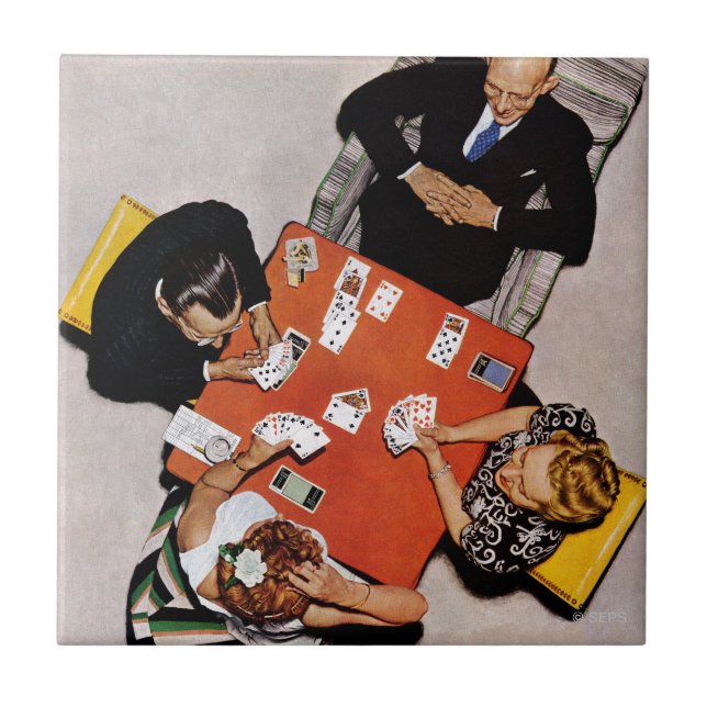 Azulejo De Cerâmica Jogo da ponte por Norman Rockwell (Frente)