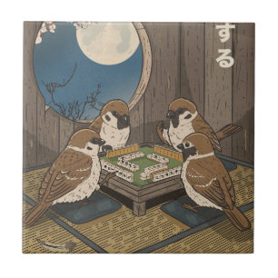 Azulejo De Cerâmica Jogo de pássaros jogando Mahjong