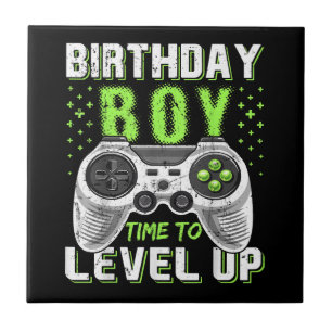Azulejo De Cerâmica Jogo de Vídeo do Birthday Boy Level Up