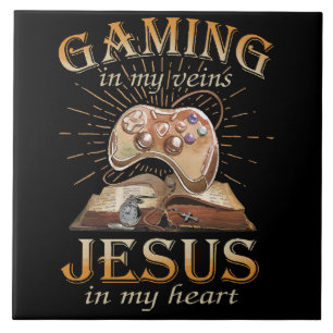Azulejo De Cerâmica Jogos em Minhas Veias Jesus no Meu Coração