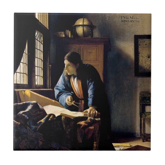Azulejo De Cerâmica Johannes Vermeer - A Geógrafa (Frente)