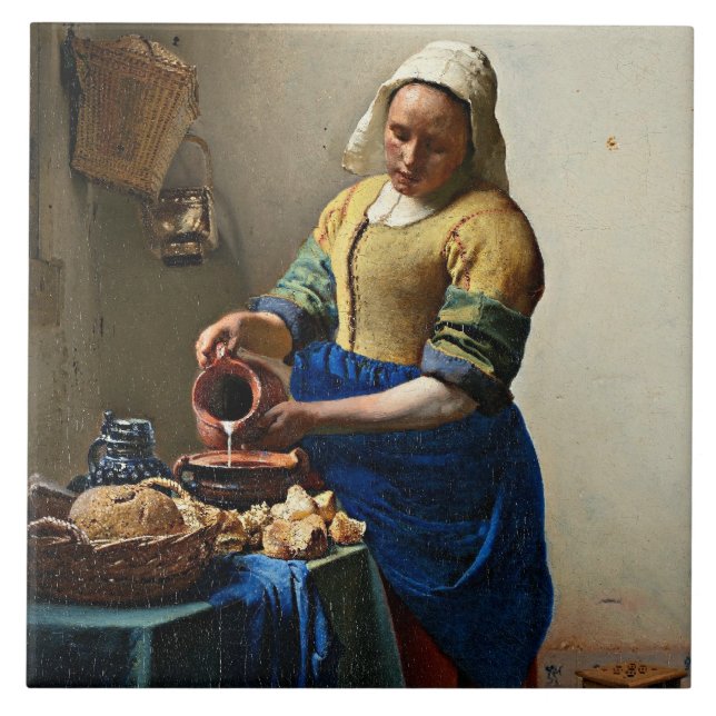 Azulejo De Cerâmica Johannes Vermeer, A Milkmaid (Frente)