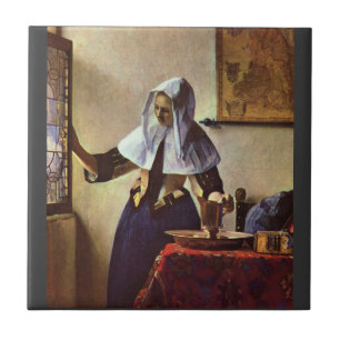Azulejo De Cerâmica Johannes Vermeer - jovem mulher com um jarro de
