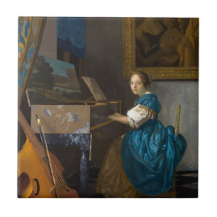 Azulejo De Cerâmica Johannes Vermeer - Lady Sentada em uma Virgem