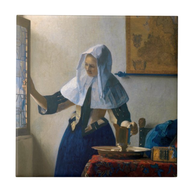 Azulejo De Cerâmica Johannes Vermeer - Mulher com Pitcher de Água (Frente)