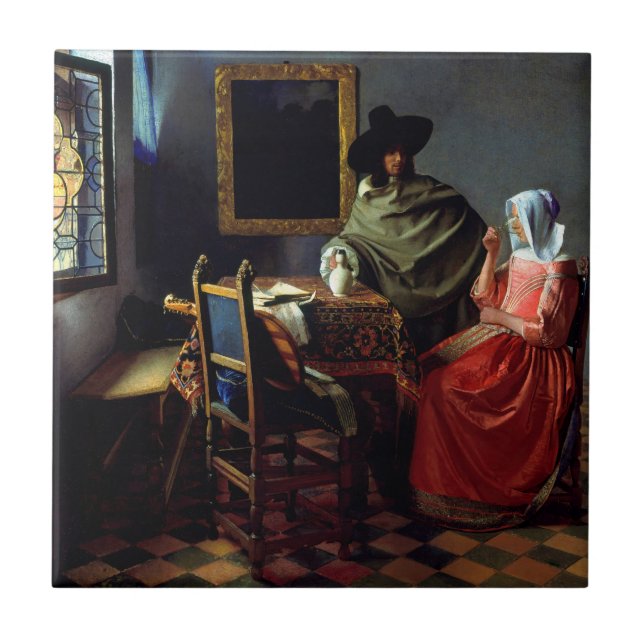 Azulejo De Cerâmica Johannes Vermeer - O Vidro do Vinho (Frente)
