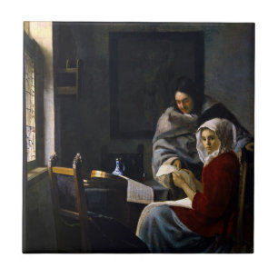 Azulejo De Cerâmica Johannes Vermeer - Rapariga Interrompida em Sua Mú