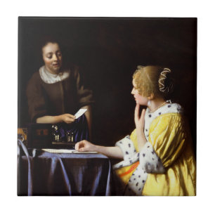 Azulejo De Cerâmica Johannes Vermeer - Senhora e Maid