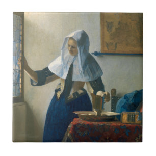 Azulejo De Cerâmica Johannes Vermeer Young Woman com Água Pitcher