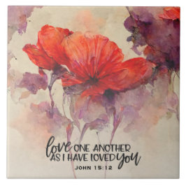 Azulejo De Cerâmica John 15:12 Se Ama Outra Bíblia Verso Christian