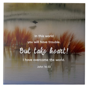 Azulejo De Cerâmica John 16:33 Eu tenho a Bíblia Verse Christian