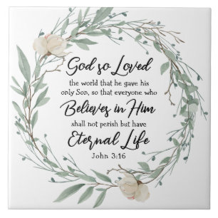 Azulejo De Cerâmica John 3:16 Deus adorava a Bíblia mundial Verse